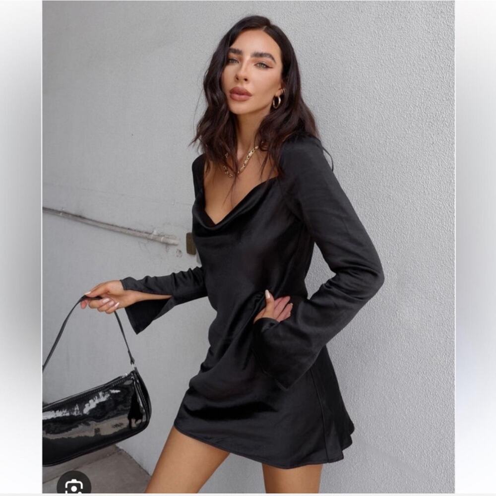Princess Polly Silky Black Mini Dress